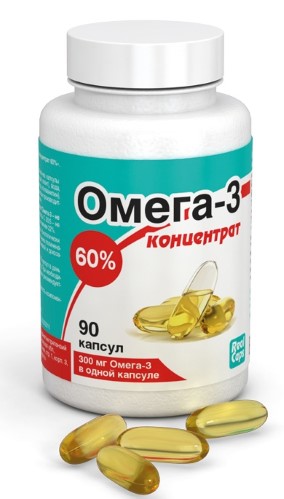 Изображение товара Омега-3 концентрат 60% капсулы 500 мг 90 шт для поддержки здоровья сердечно-сосудистой системы
