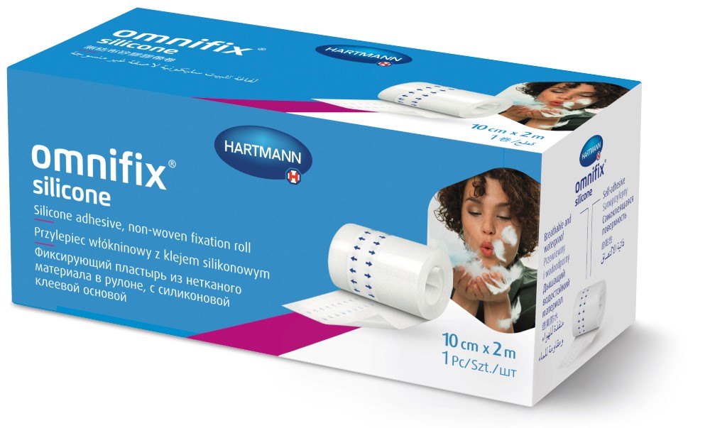 Изображение товара Пластырь omnifix silicone фиксирующий 10 смx2 м из нетканного материала в рулоне