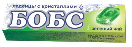 Изображение товара Бобс карамель леденцовая со вкусом зеленого чая с мятными кристаллами 10 шт. леденцы массой 3,5 г