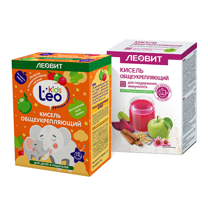 Изображение товара Набор ЛЕОВИТ: LEO KIDS кисель общеукрепляющий + кисель общеукрепляющий