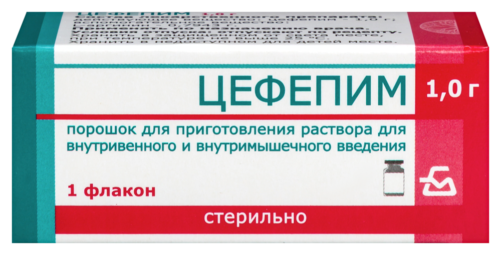 Изображение товара Цефепим 1000 мг порошок для внутривенного и внутримышечного введения флакон 1 шт.