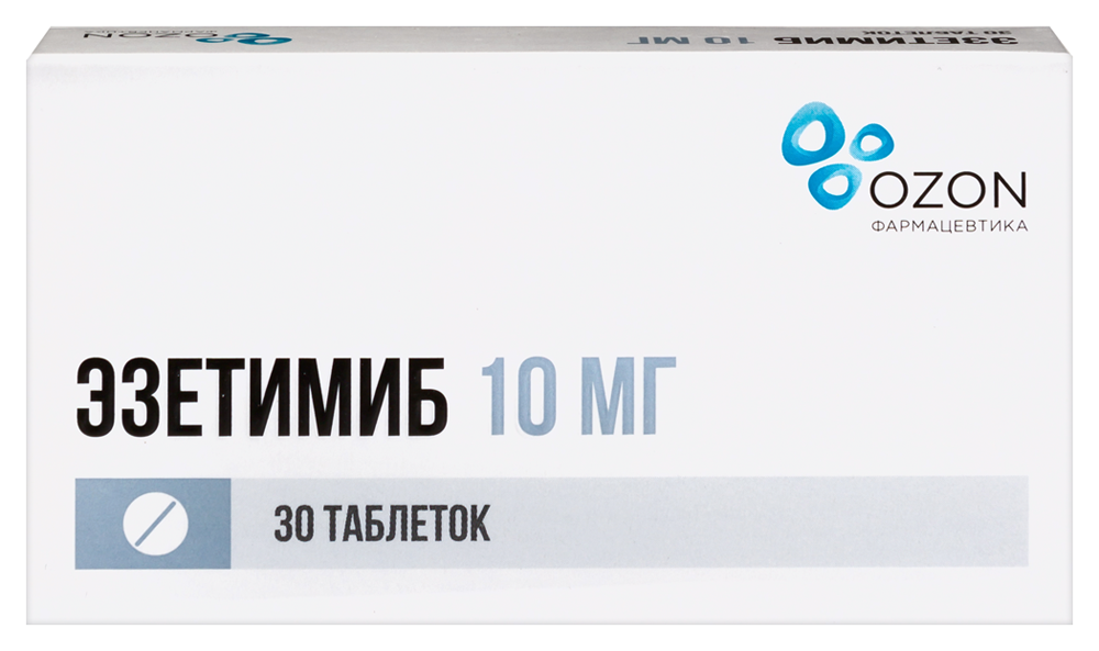 Изображение товара Эзетимиб 10 мг 30 шт. таблетки для снижения холестерина