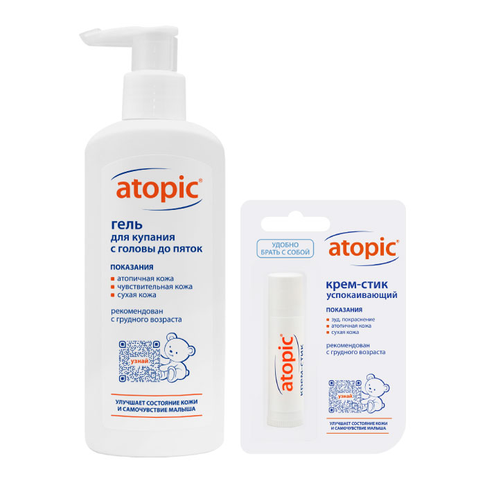 Изображение товара Набор для атопиков: Atopic Гель 250 мл + Крем-стик по выгодной цене