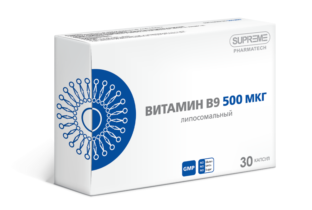 Изображение товара Липосомальный витамин В9 548 мг 30 капсул для здоровья обмена веществ