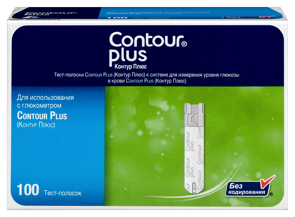 Изображение товара Тест-полоски Contour Plus для определения глюкозы в крови, 100 шт.