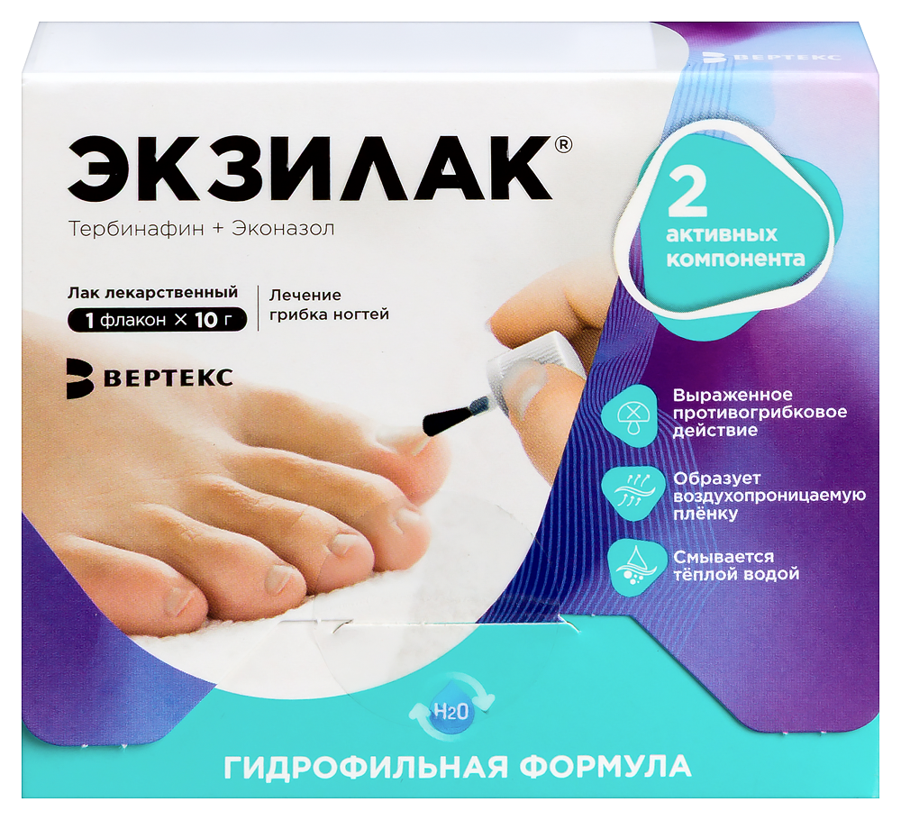 Изображение товара Лечебный лак для ногтей Экзилак 4%+3% 10 г с пилочкой N30 Изображение товара Лечебный лак для ногтей Экзилак 4%+3% 10 г с пилочкой N30