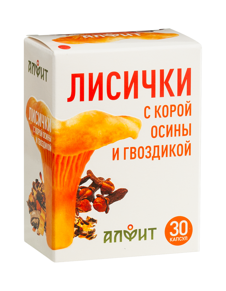 Изображение товара Алфит лисички с корой осины и гвоздикой капсулы 30 шт. для борьбы с паразитами