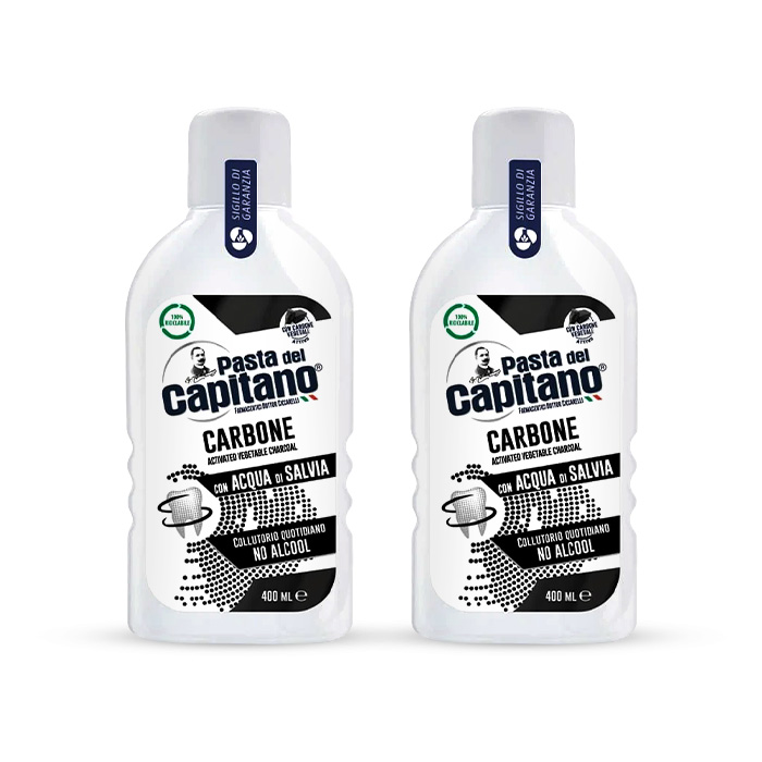 Изображение товара НАБОР PASTA DEL CAPITANO ОПОЛАСКИВАТЕЛЬ ДЛЯ ПОЛОСТИ РТА С ДРЕВЕСНЫМ УГЛЕМ 400МЛ 2 уп. - по выгодной цене!