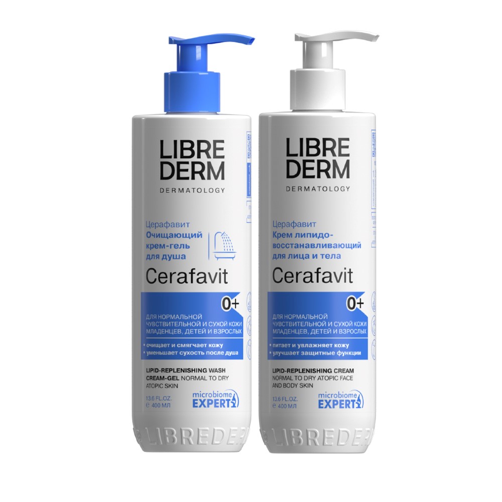 Изображение товара Набор ЛИБРИДЕРМ ЦЕРАФАВИТ: крем-гель для душа 400мл + крем липидовосстанавливающий 400мл