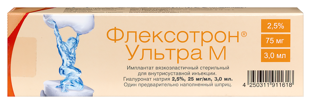 Изображение товара Флексотрон Ультра М: Гиалуронат Натрия для Суставов, 2.5%, 3мл
