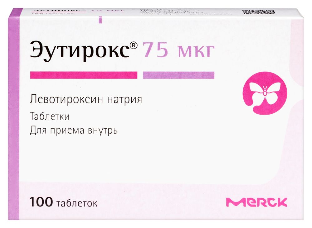 Изображение товара Эутирокс 75 мкг 100 шт. таблетки