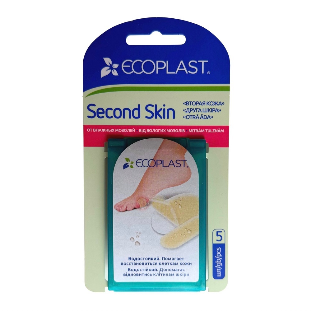 Ecoplast пластырь противомозольный гидроколлоидный second skin 44х69 мм 2 шт.+ 20х60 мм 3 шт. инструкция по применению