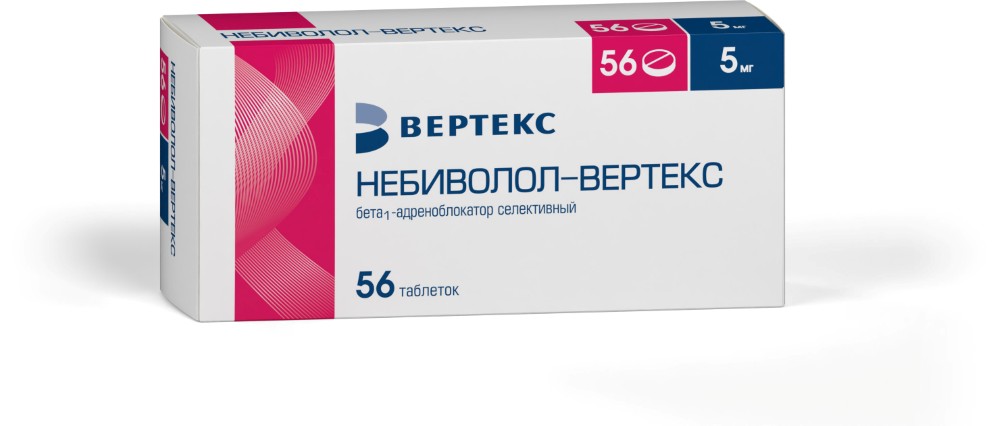 Изображение товара Небиволол-вертекс 5 мг 56 шт. таблетки для гипертензии и сердечной недостаточности