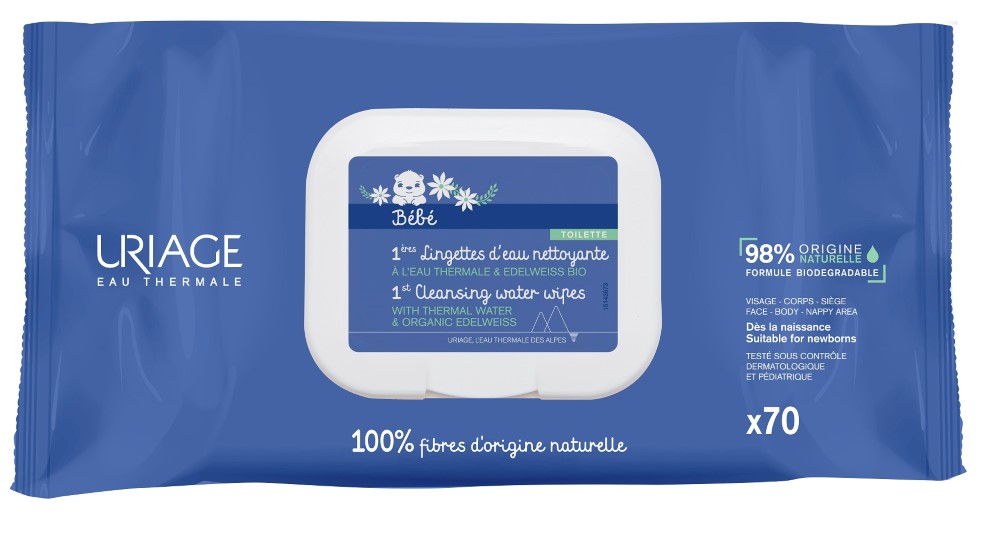 Изображение товара Uriage bebe очищающие салфетки для детей, 70 шт.