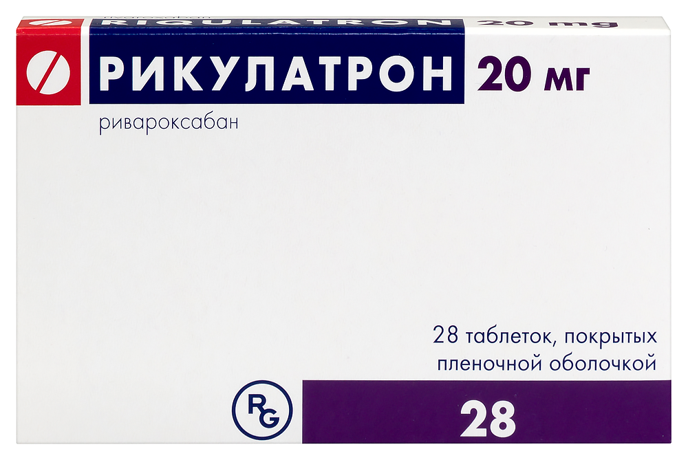 Изображение товара Рикулатрон 20 мг 28 таблеток для профилактики и лечения тромбозов взрослых и детей