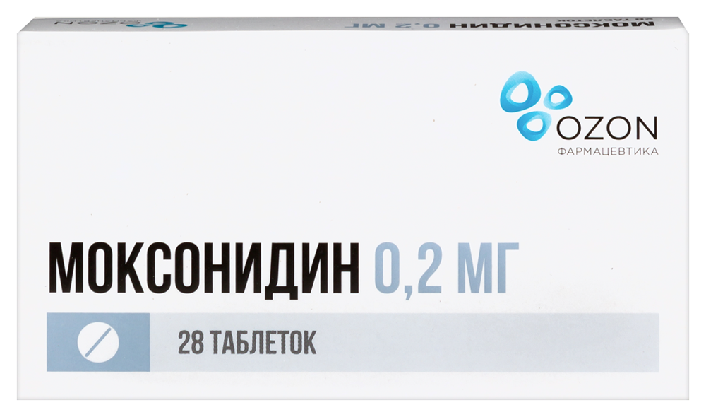 Изображение товара Моксонидин 0,2 мг 28 шт. таблетки для лечения гипертензии