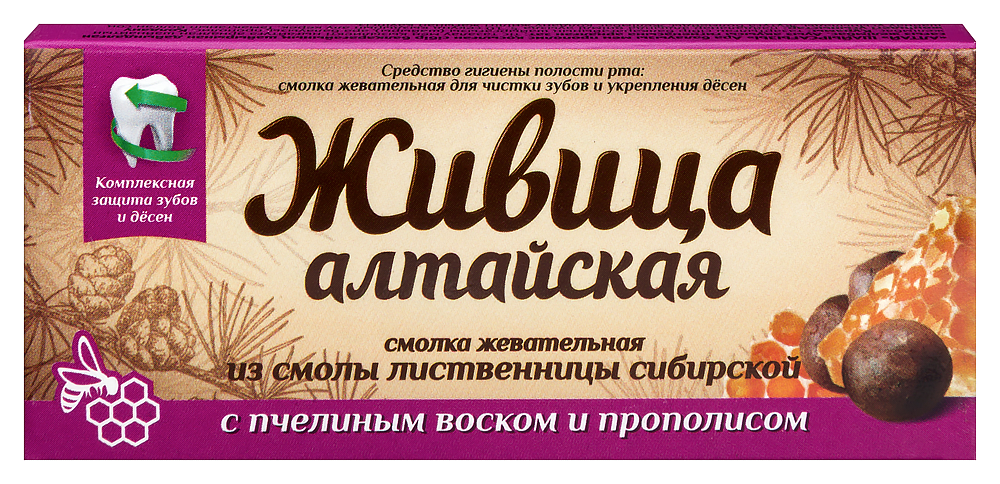 Изображение товара Живица алтайская смолка жевательная с пчелиным воском и прополисом 4 шт.