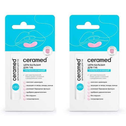 Изображение товара Набор Ceramed для сухой и чувстительной кожи лица: 2 уп. Бальзам д/губ ультраувлажняющий