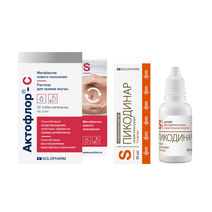 Изображение товара Набор Актофлор-С №30 + Пикодинар 30мл флак капли д/приема внутрь со скидкой