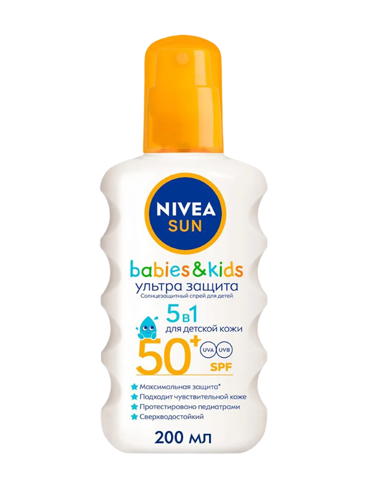 Изображение товара Солнцезащитный спрей Nivea Sun Kids SPF 50+ 200 мл для детей Изображение товара Солнцезащитный спрей Nivea Sun Kids SPF 50+ 200 мл для детей