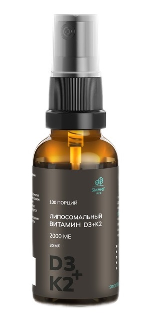 Изображение товара Липосомальный витамин d3+к 2 30 мл флакон с дозатором-спреем/smartlife