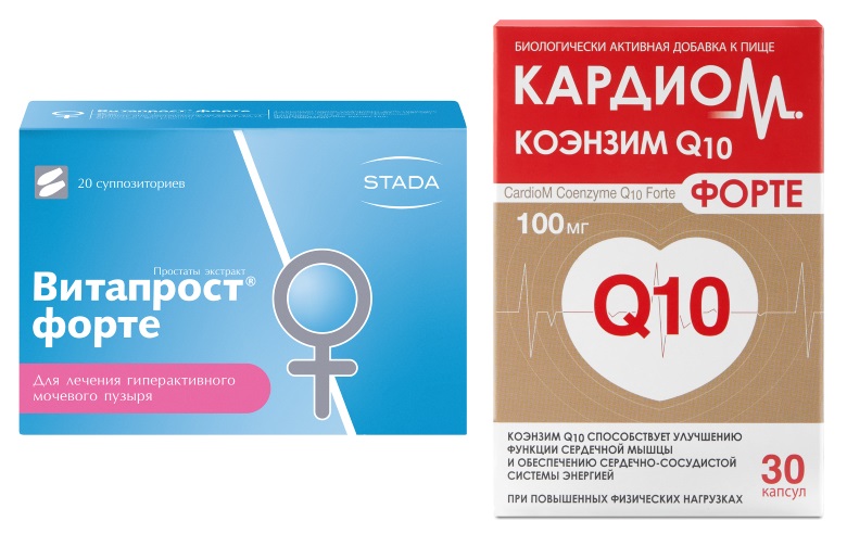 Изображение товара Набор Витапрост Форте 20 мг 20шт. и КардиоМ Коэнзим Q10 Форте 30 шт.  со скидкой