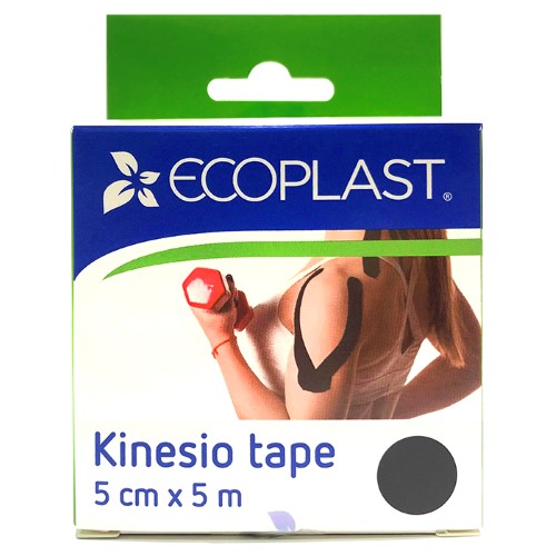 Изображение товара Ecoplast кинезио тейп 5 см x 5 м черный для поддержки мышц и суставов
