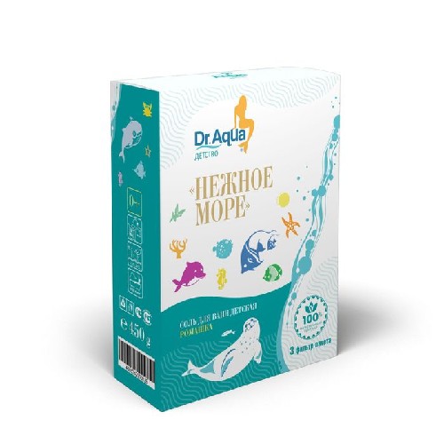 Изображение товара Dr aqua соль для ванн детская нежное море ромашка 150 гр 3 шт. фильтр-пакеты