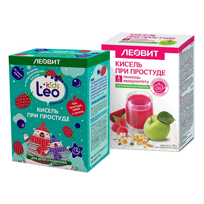 Изображение товара Набор ЛЕОВИТ кисели при простуде: кисель диетический + LEO KIDS кисель детский