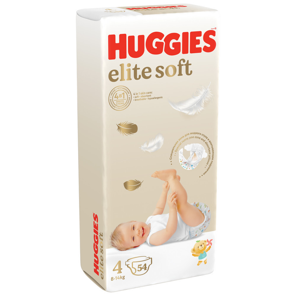 Изображение товара Huggies elite soft подгузники детские размер 4 8-14 кг 54 шт.