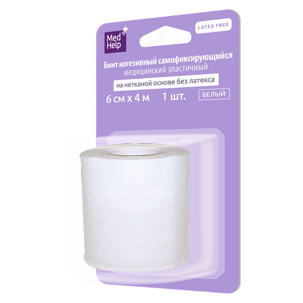 Изображение товара Когезивный эластичный медицинский бинт Medhelp 6 см х 4 м без латекса