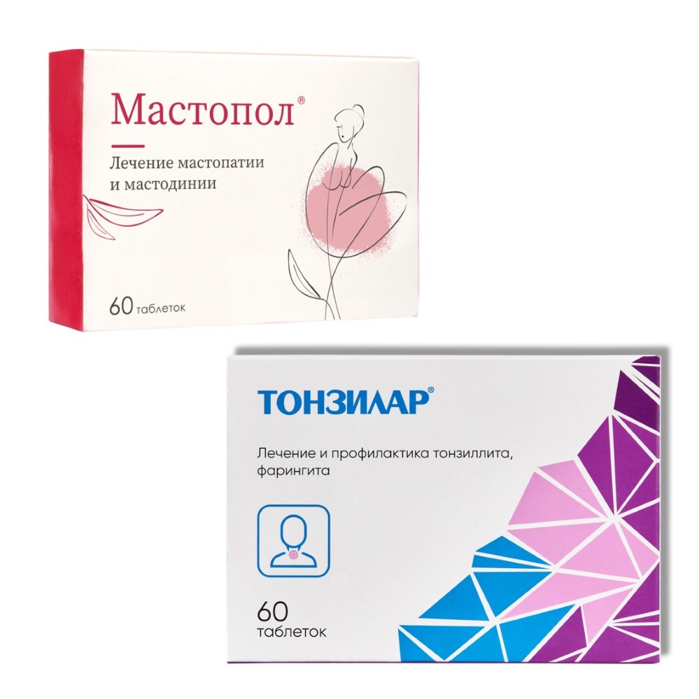 Изображение товара Набор МАСТОПОЛ 60 табл.+ ТОНЗИЛАР 60 табл. Изображение товара Набор МАСТОПОЛ 60 табл.+ ТОНЗИЛАР 60 табл.