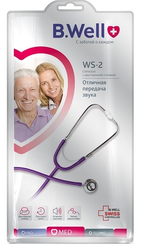 Изображение товара Стетоскоп WS-2 сиреневый для прослушивания тонов Короткова