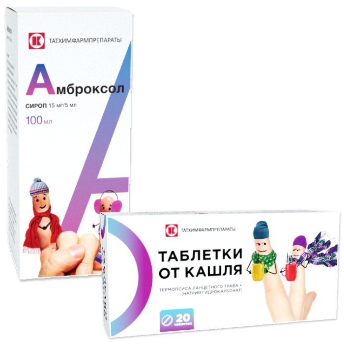 Изображение товара Набор Амброксол сироп 100 мл + Таблетки от кашля №20