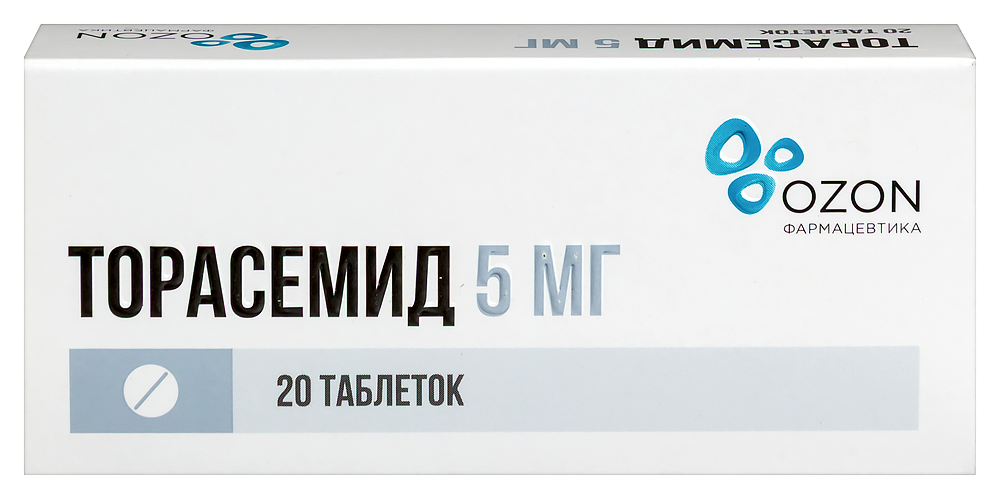 Изображение товара Торасемид 5 мг таблетки для лечения отечности и гипертензии