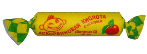 Изображение товара Аскорбиновая кислота с сахаром со вкусом яблока 10 шт. таблетки массой 3 г