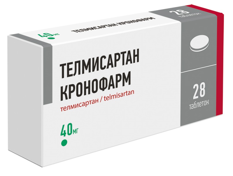 Изображение товара Телмисартан Кронофарм 40 мг 28 таблеток для снижения давления и профилактики сердечно-сосудистых за