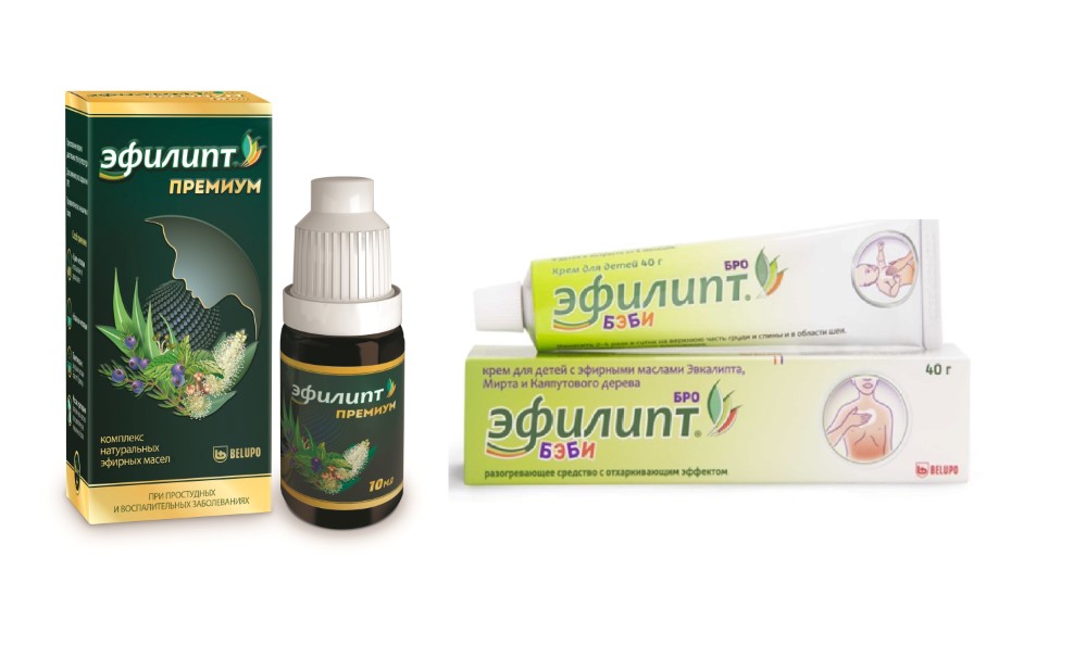 Изображение товара Набор при кашле и насморке Эфилипт Премиум 10мл + Эфилипт Бро Бэби крем 40г - со скидкой