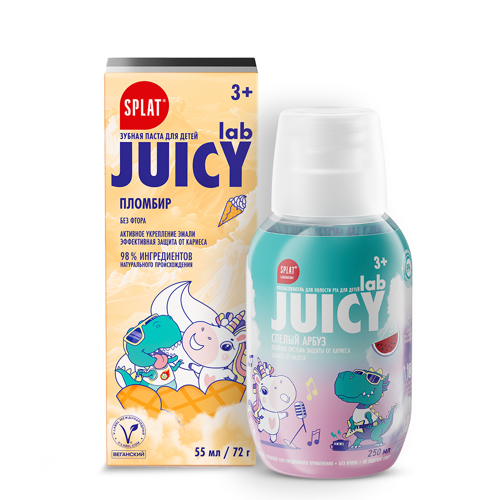 Изображение товара Набор JUICY LAB ЗУБНАЯ ПАСТА БЕЗ ФТОРА ПЛОМБИР + ОПОЛАСКИВАТЕЛЬ ДЛЯ ПОЛОСТИ РТА АРБУЗ