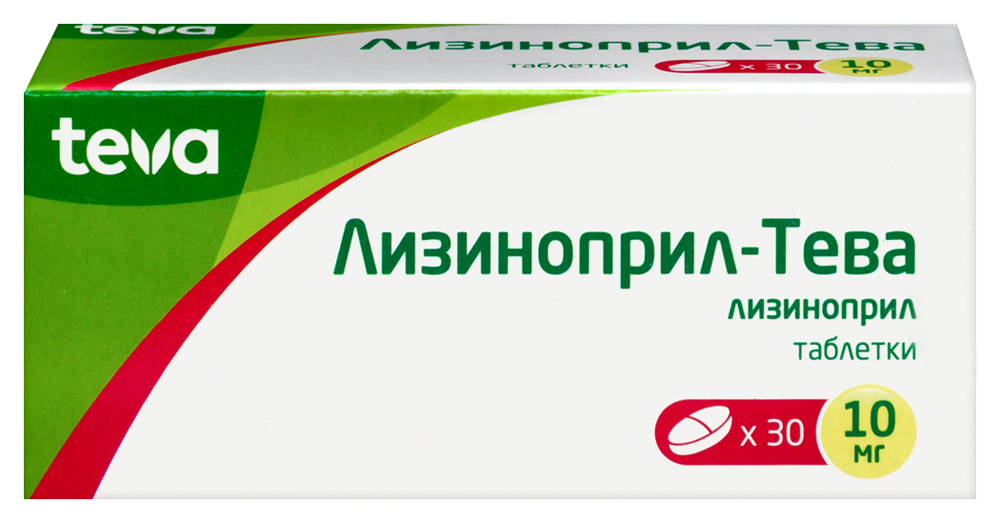 Изображение товара Лизиноприл-тева 10 мг 30 таблеток для лечения гипертензии и сердечной недостаточности