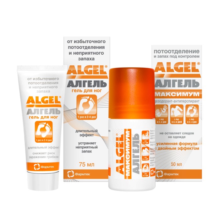 Изображение товара Набор АЛГЕЛЬ МАКСИМУМ АНТИПЕРСПИРАНТ-ДЕЗОДОРАНТ 50МЛ + ГЕЛЬ Д/НОГ 75МЛ со скидкой