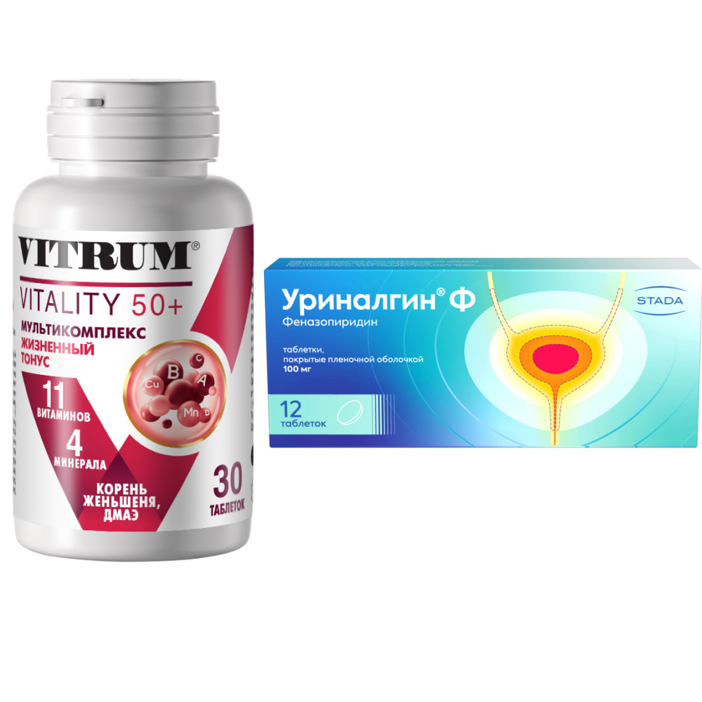 Изображение товара Набор Витрум Виталити 50+ №30 и Уриналгин Ф №12 по специальной цене