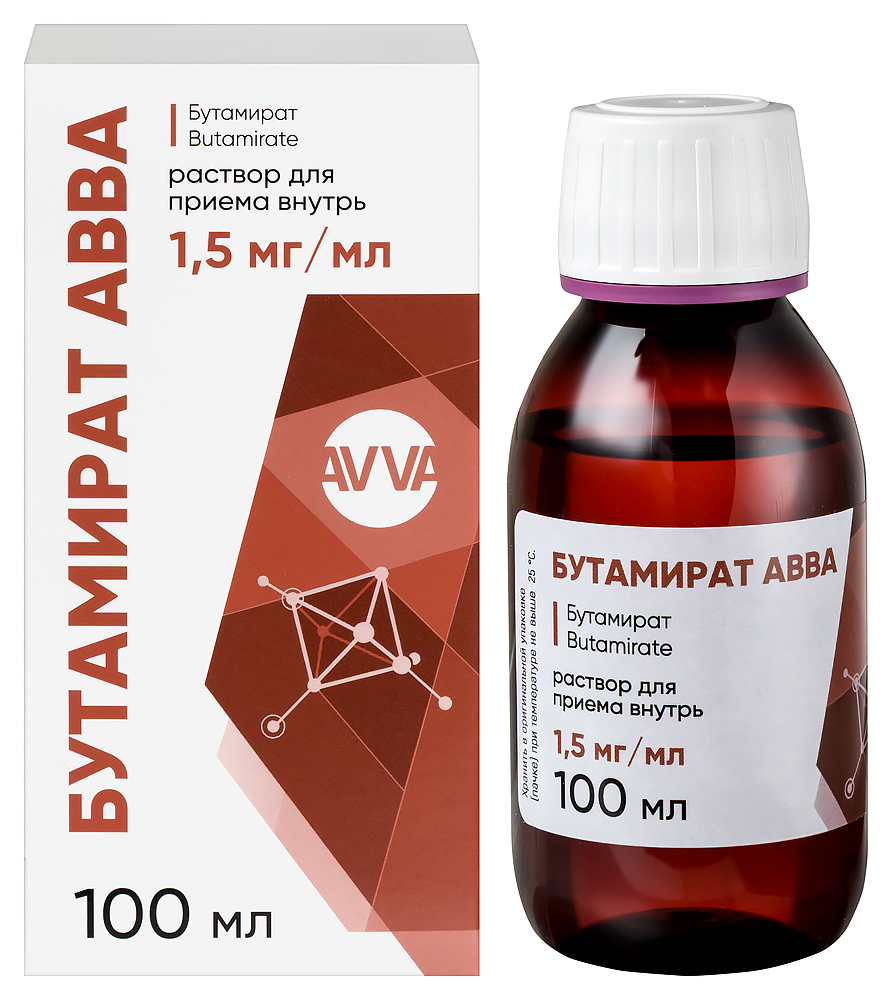 Изображение товара Бутамират АВВА 1,5 мг/мл раствор внутрь 100 мл для сухого кашля