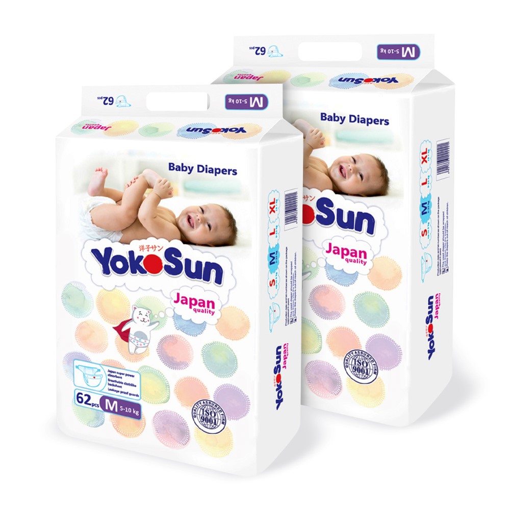 Изображение товара Набор YOKOSUN для детей: 2 упаковки Comfort подгузников М/5-10 КГ/ 62 ШТ.
