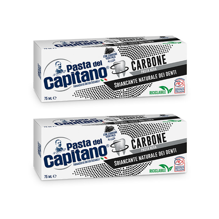 Изображение товара НАБОР PASTA DEL CAPITANO ЗУБНАЯ ПАСТА ОТБЕЛИВАЮЩАЯ С ДРЕВЕСНЫМ УГЛЕМ 75МЛ 2 уп. - по выгодной цене!