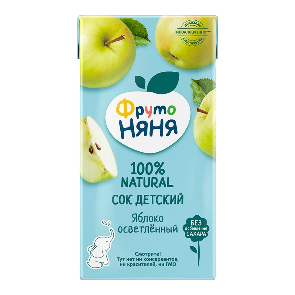 Изображение товара ФрутоНяня сок яблочный осветленный гипоаллергенный 500 мл для детей
