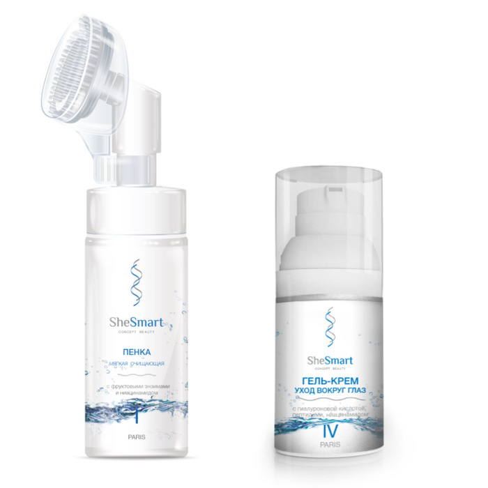 Изображение товара Набор Shesmart: Пенка очищающая + Гель-крем уход вокруг глаз