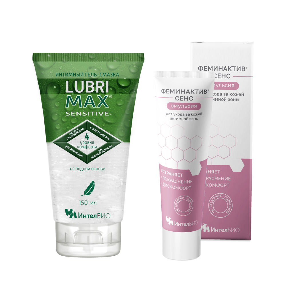 Изображение товара Набор Любримакс sensitive интимный гель-смазка 150мл + Феминактив сенс эмульсия д/ухода за кожей интимной зоны 50мл