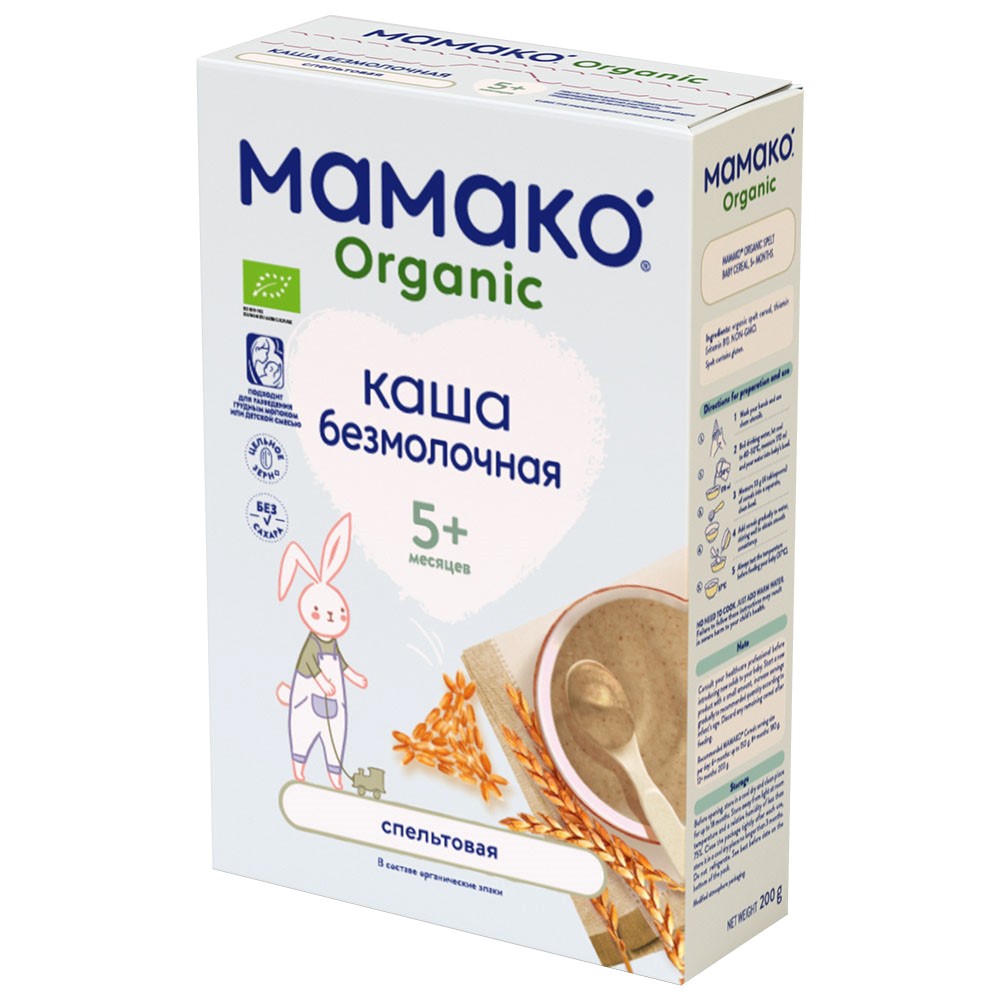 Мамако organic каша спельтовая безмолочная 200 гр - цена 198 руб., купить в  интернет аптеке в Саратове Мамако organic каша спельтовая безмолочная 200  гр, инструкция по применению