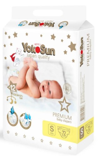 Изображение товара Yokosun premium подгузники s/3-6 кг/ 72 шт.